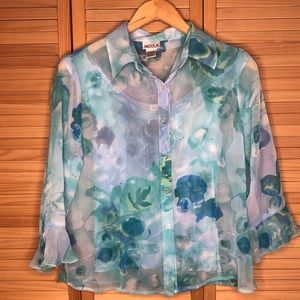 2 pc set Blouse tank blue floral s